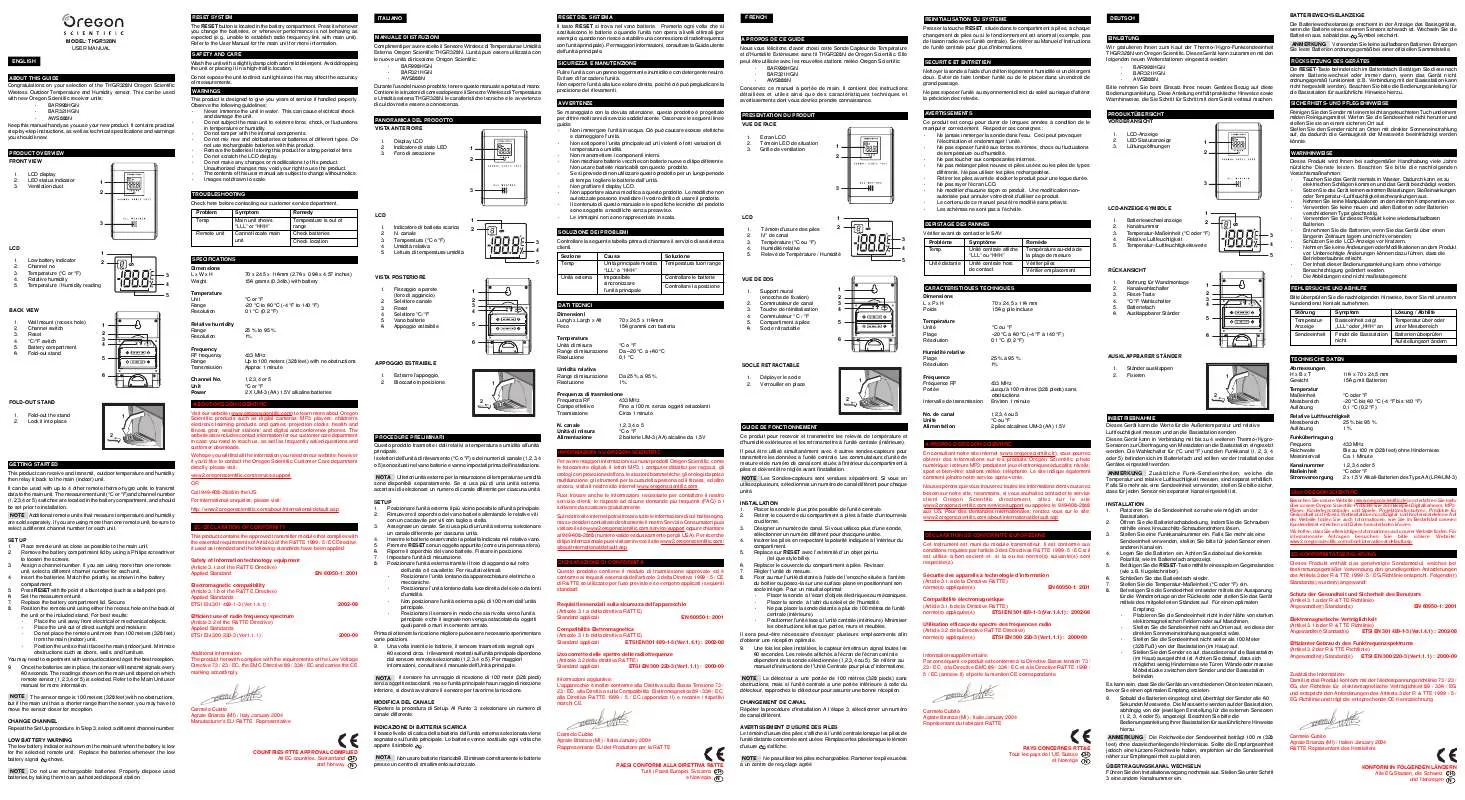 Mode d'emploi OREGON THGR328N