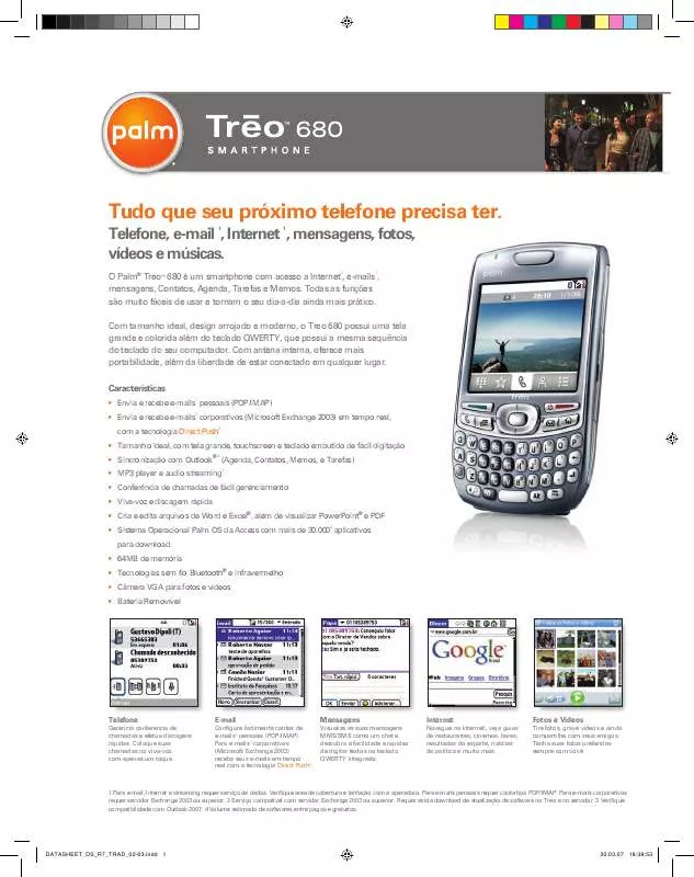 Mode d'emploi PALM TREO 680