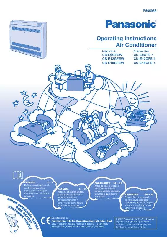 Mode d'emploi PANASONIC CS-E12GFEW