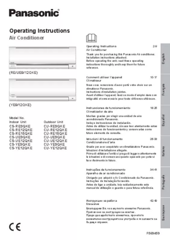 Mode d'emploi PANASONIC CS-RE15QKE