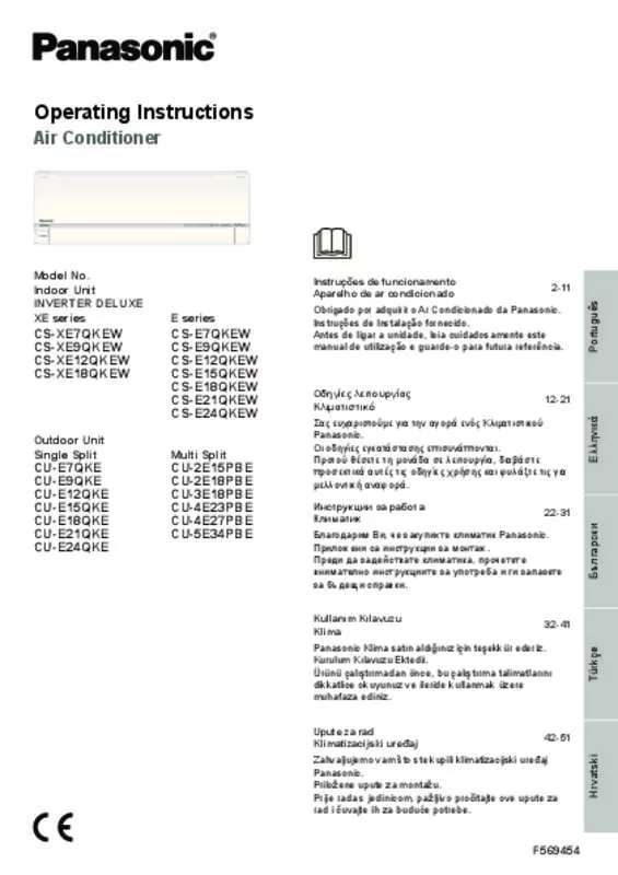 Mode d'emploi PANASONIC CS-XE9QKEW