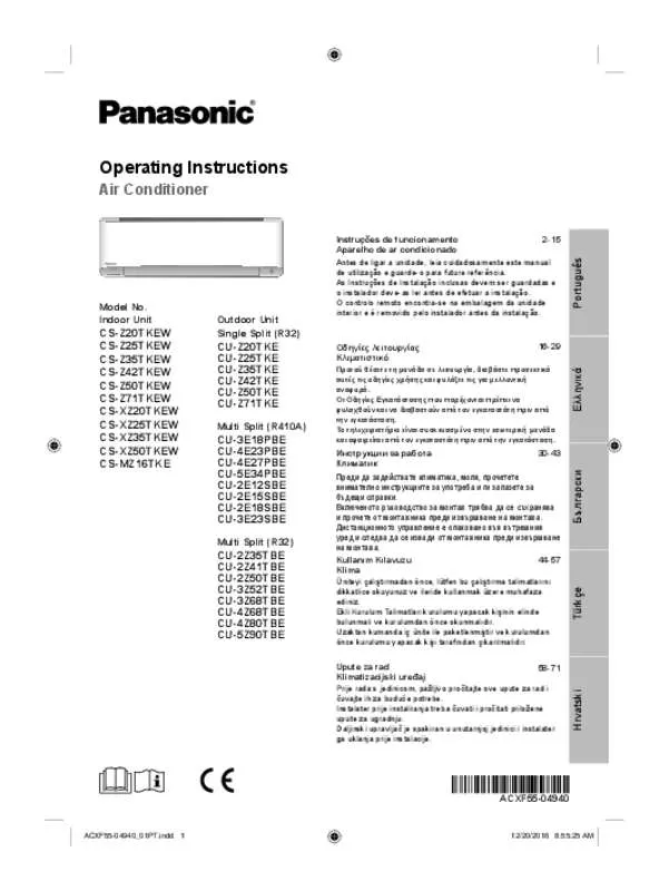 Mode d'emploi PANASONIC CU3Z52TBE