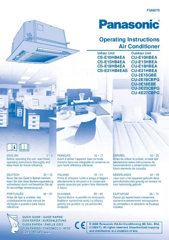 Mode d'emploi PANASONIC CUE10HBEA