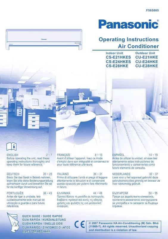 Mode d'emploi PANASONIC CU-E21HKE