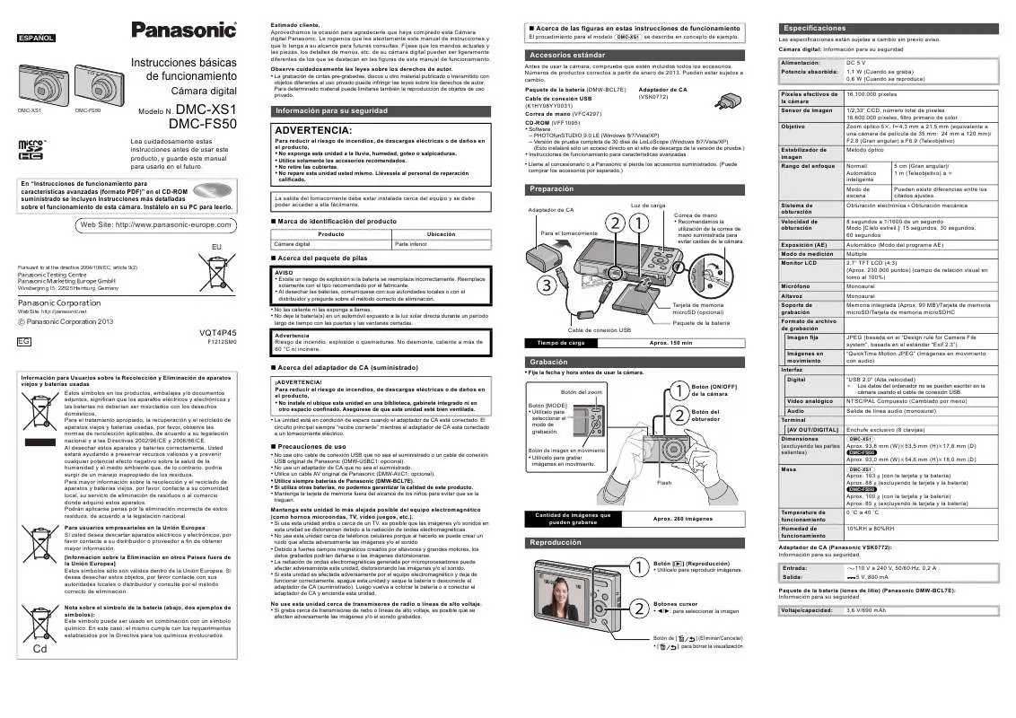 Mode d'emploi PANASONIC LUMIX DMC-FS-50EG