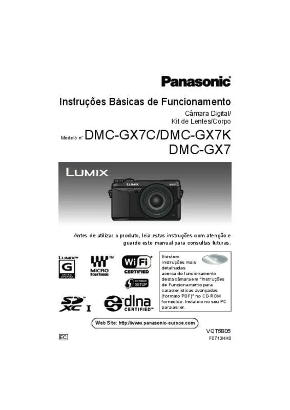 Mode d'emploi PANASONIC LUMIX DMC-GX7CEC