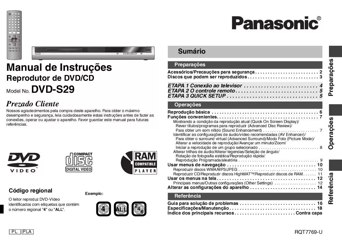 Mode d'emploi PANASONIC DVD-S29PLA