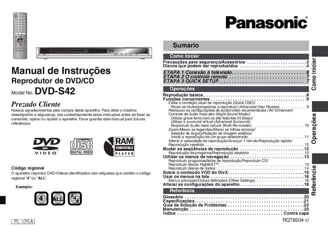 Mode d'emploi PANASONIC DVD-S42