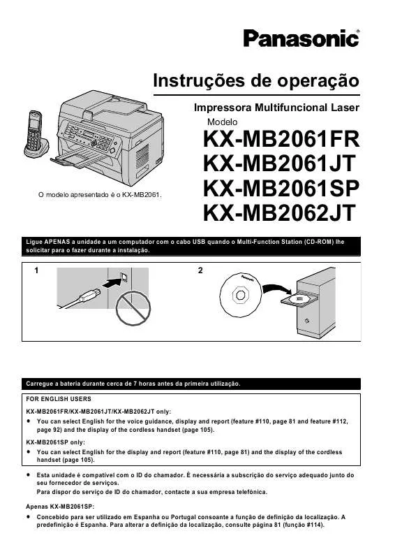 Mode d'emploi PANASONIC KX-MB2061SP