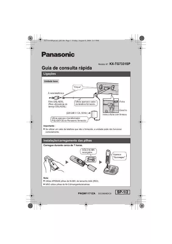 Mode d'emploi PANASONIC KX-TG7331SP