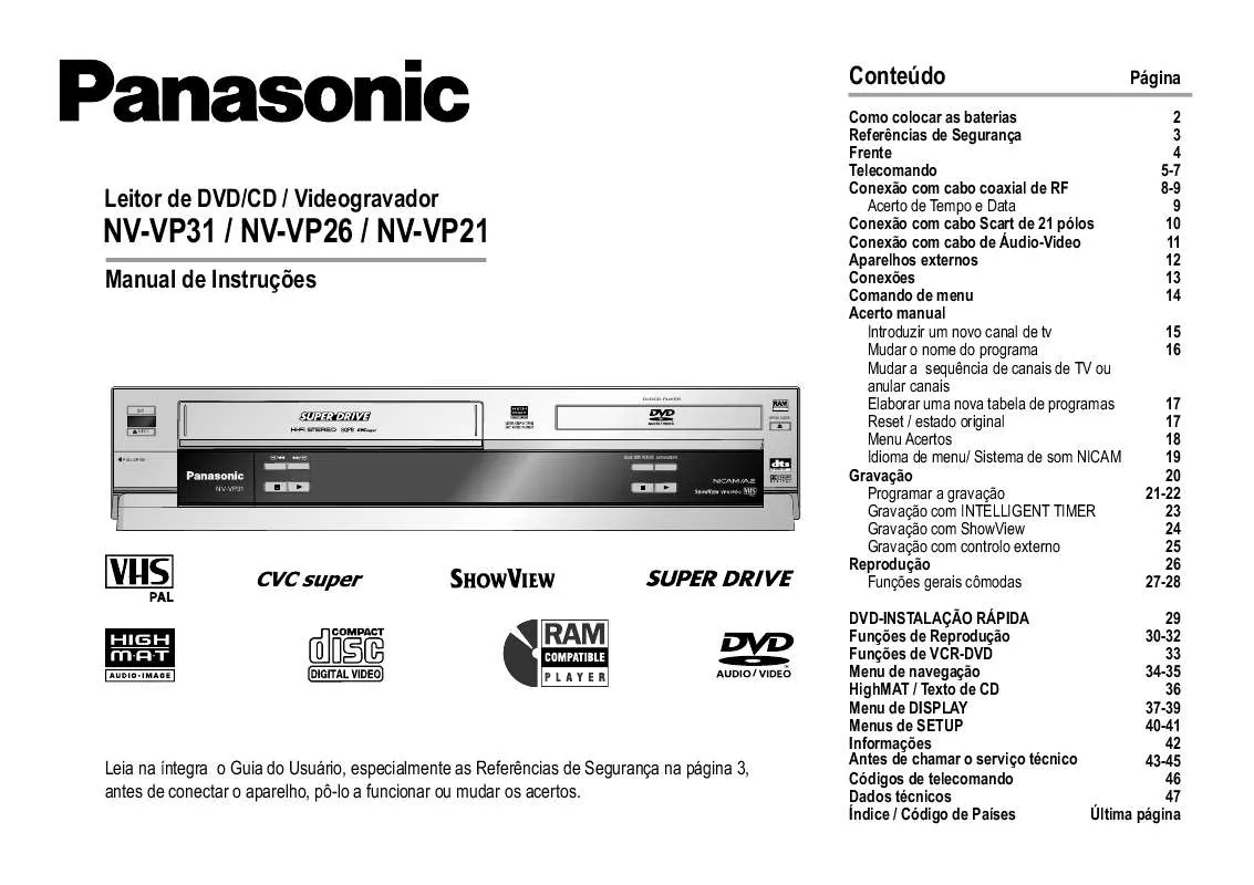 Mode d'emploi PANASONIC NV-VP21