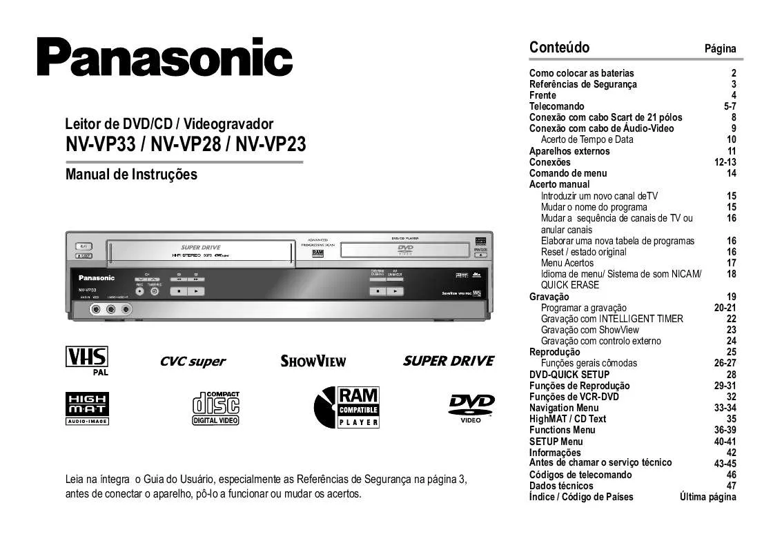 Mode d'emploi PANASONIC NV-VP23