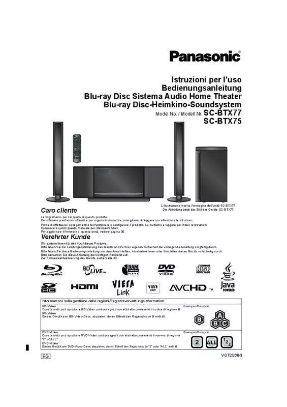 Mode d'emploi PANASONIC SC-BTX77EG