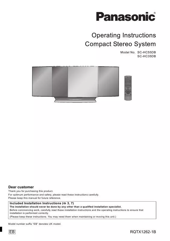 Mode d'emploi PANASONIC SCHC55DBEB