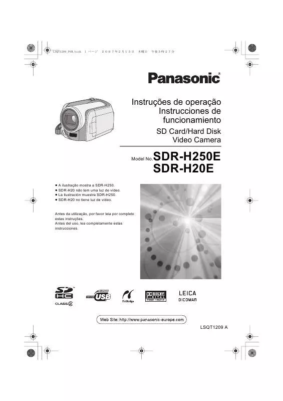 Mode d'emploi PANASONIC SDR-H20E