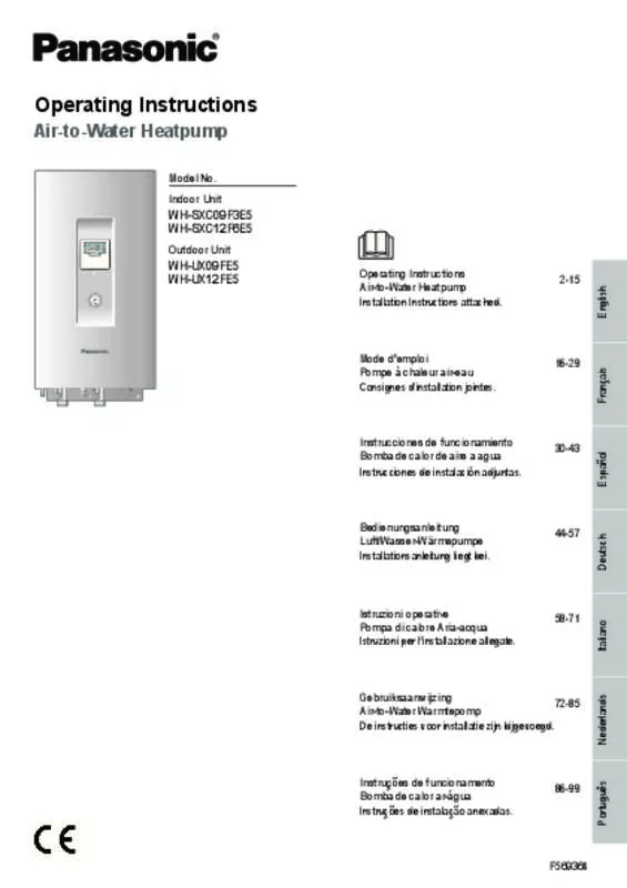 Mode d'emploi PANASONIC WH-SXC09F3E5