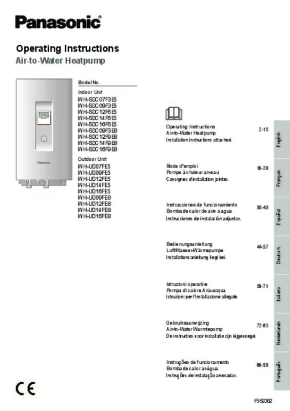 Mode d'emploi PANASONIC WH-UD09FE5