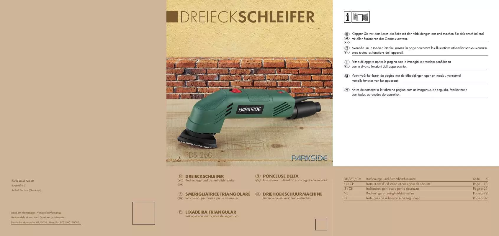 Mode d'emploi PARKSIDE KH 3185 DELTA SANDER