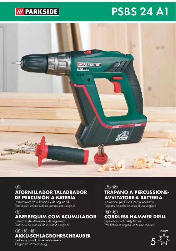 Mode d'emploi PARKSIDE PSBS 24 A1 CORDLESS HAMMER DRILL