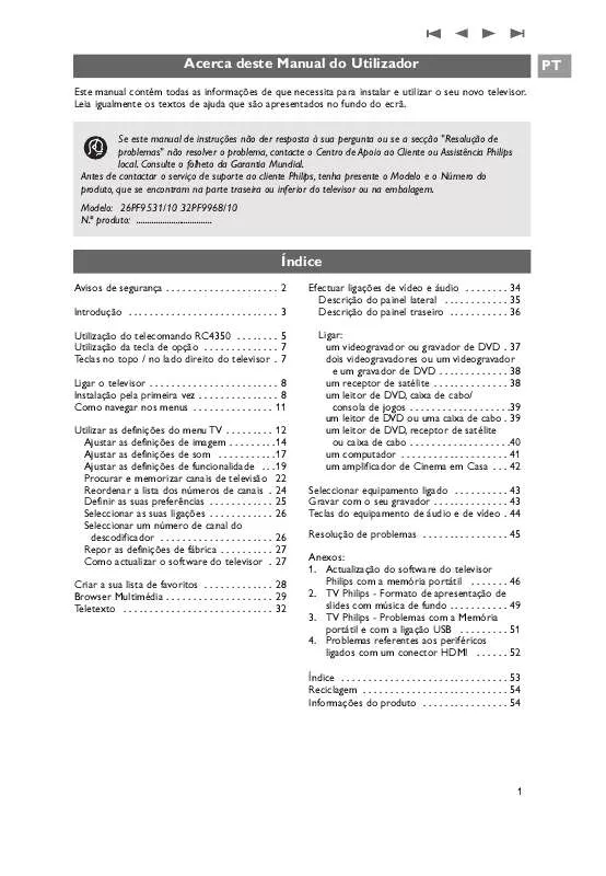 Mode d'emploi PHILIPS 26PF9531