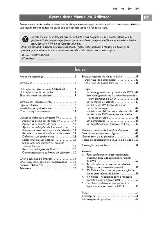 Mode d'emploi PHILIPS 26PF9631D