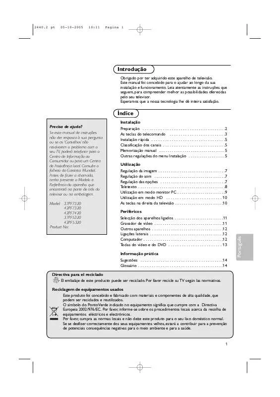 Mode d'emploi PHILIPS 37PF7320