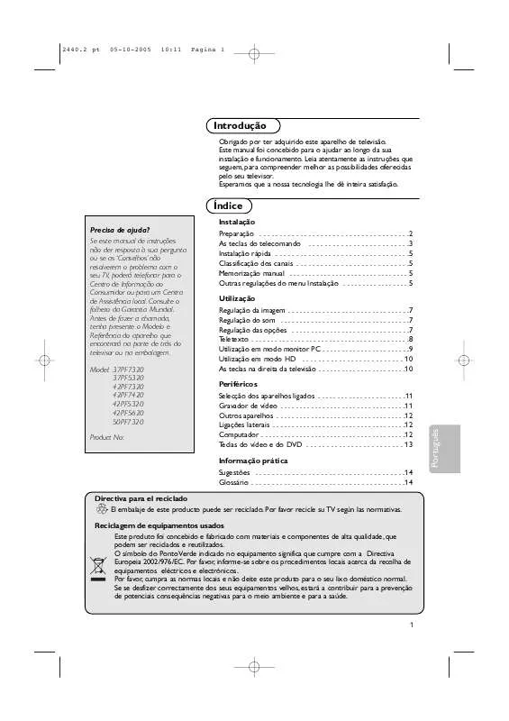 Mode d'emploi PHILIPS 42PF5620