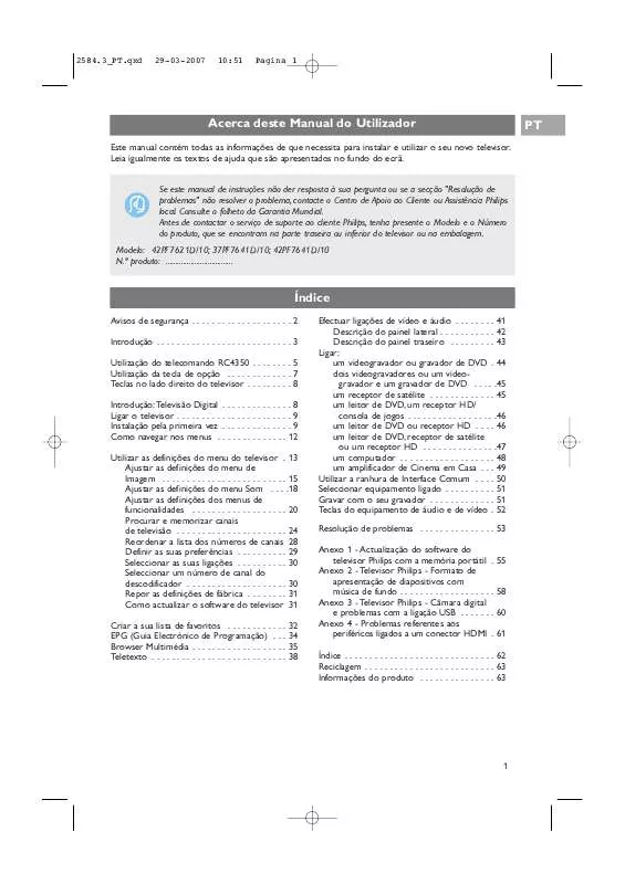 Mode d'emploi PHILIPS 42PF7621D