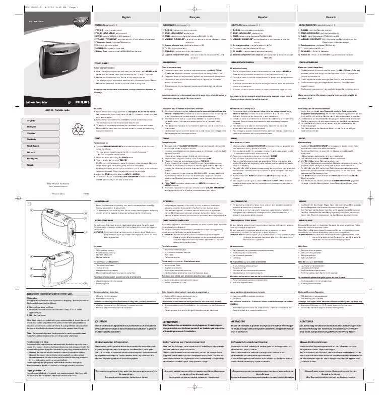 Mode d'emploi PHILIPS AE2160