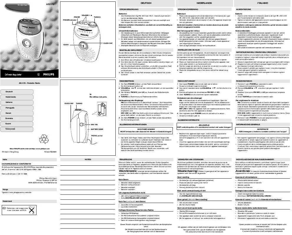 Mode d'emploi PHILIPS AE2170