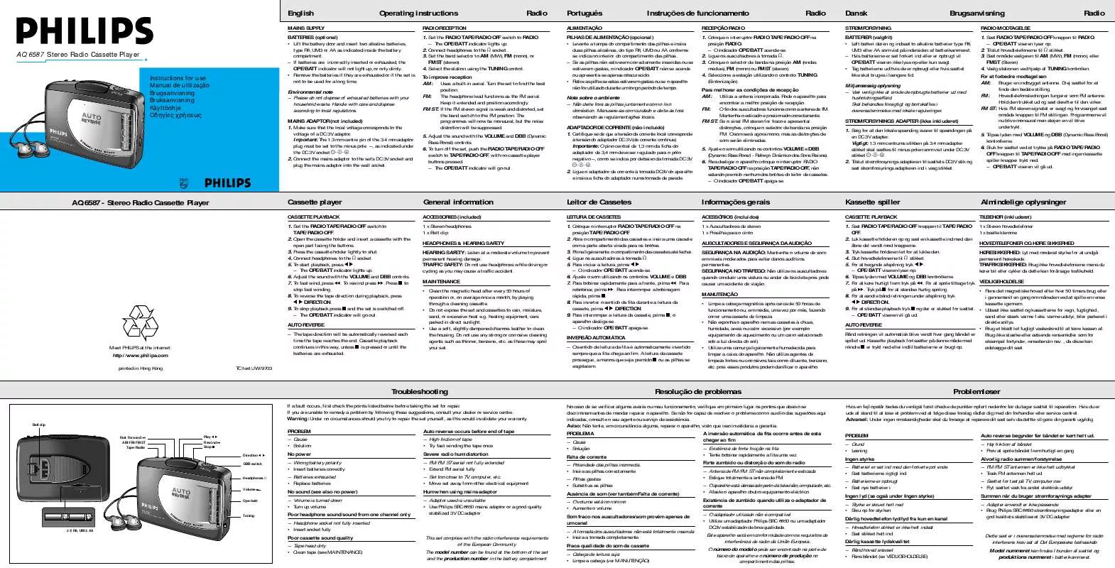 Mode d'emploi PHILIPS AQ6587