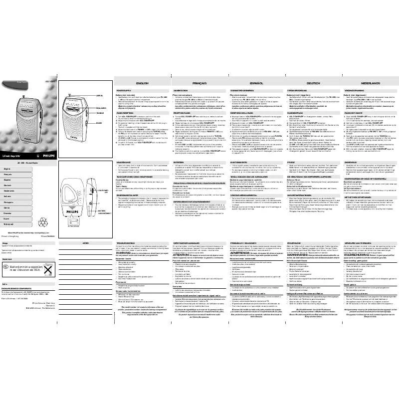 Mode d'emploi PHILIPS AZ1605