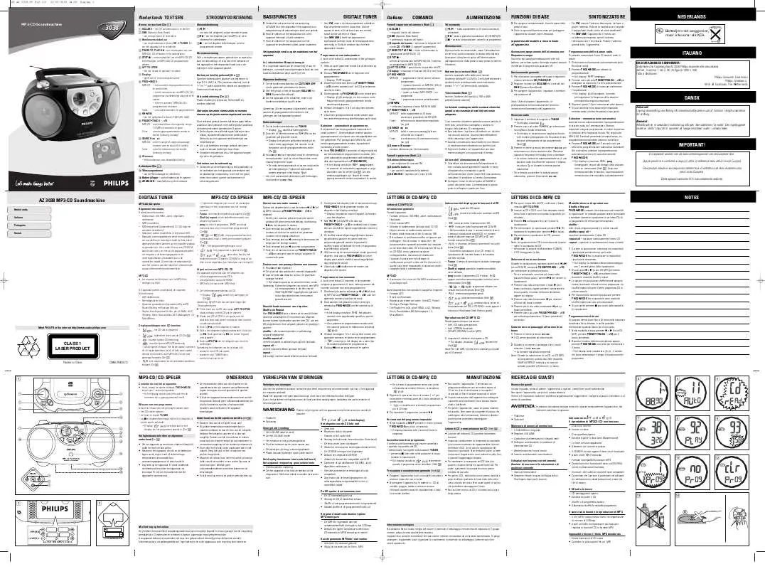 Mode d'emploi PHILIPS AZ3038