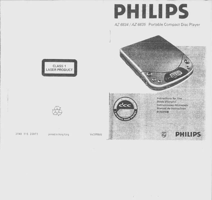 Mode d'emploi PHILIPS AZ6834