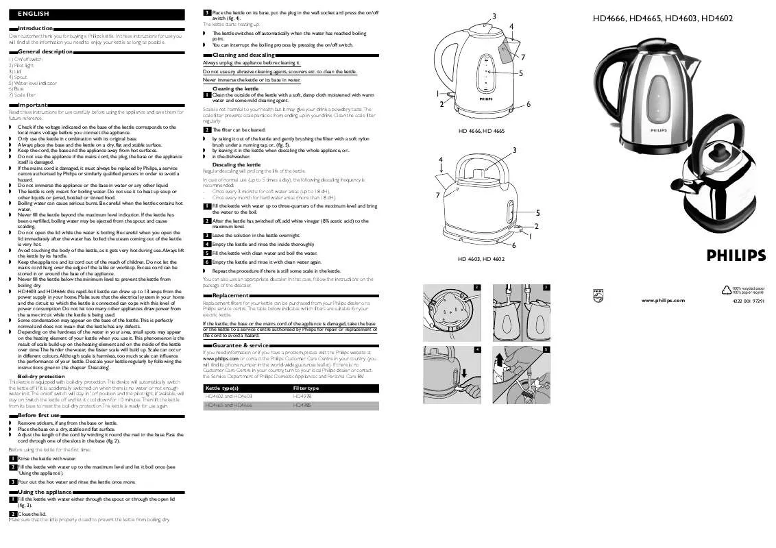 Mode d'emploi PHILIPS HD4602