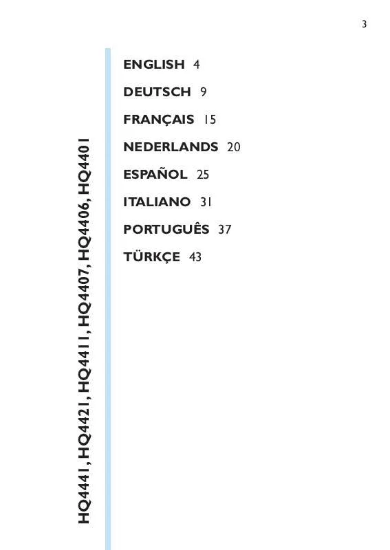 Mode d'emploi PHILIPS HQ4406