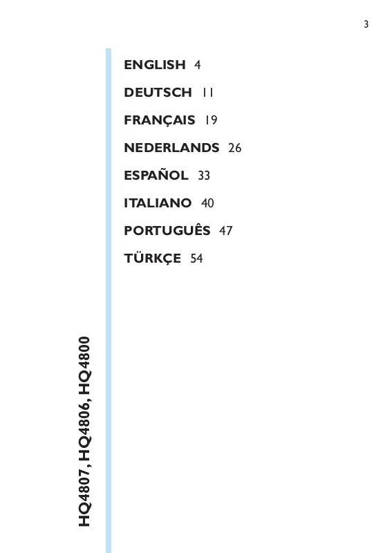 Mode d'emploi PHILIPS HQ4800