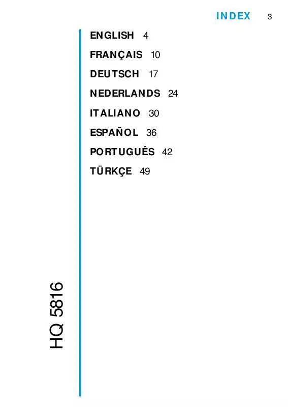 Mode d'emploi PHILIPS HQ5816