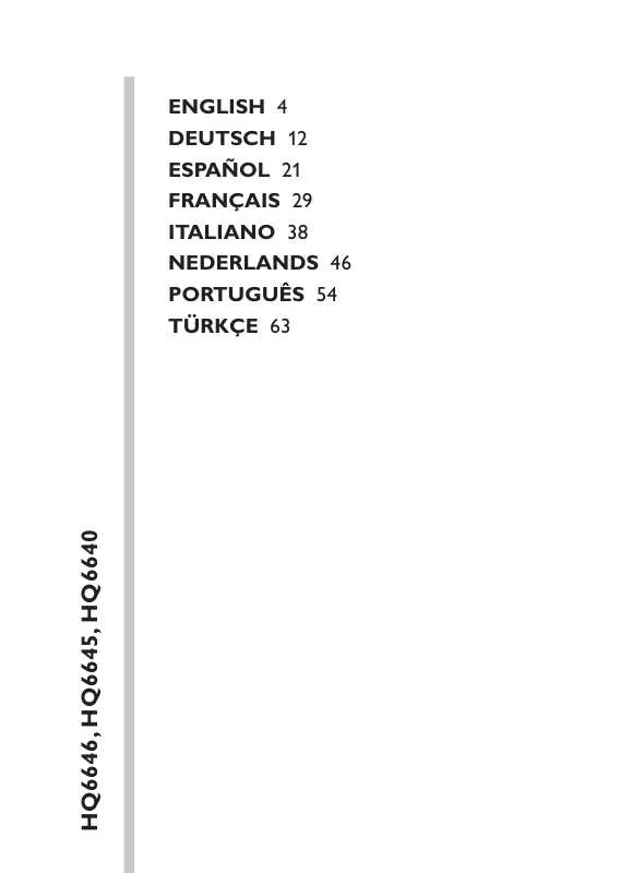 Mode d'emploi PHILIPS HQ6645