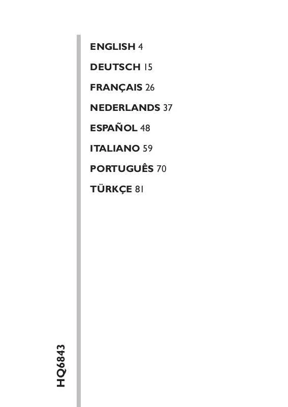 Mode d'emploi PHILIPS HQ6843