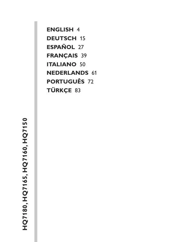 Mode d'emploi PHILIPS HQ7180