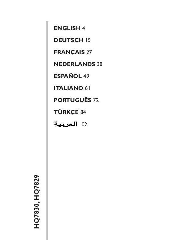 Mode d'emploi PHILIPS HQ7830