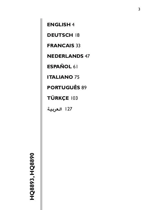 Mode d'emploi PHILIPS HQ8893