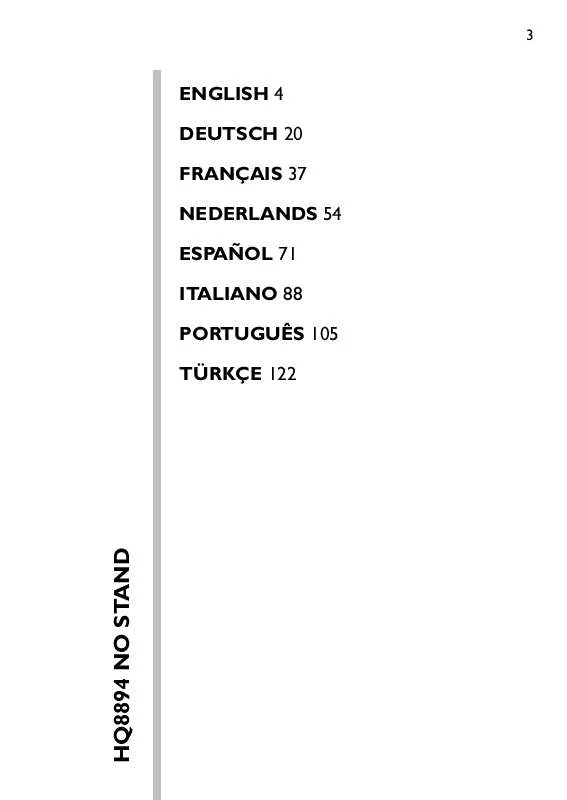 Mode d'emploi PHILIPS HQ8894