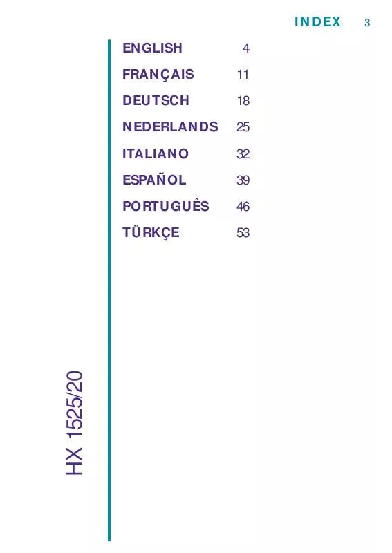 Mode d'emploi PHILIPS HX1525