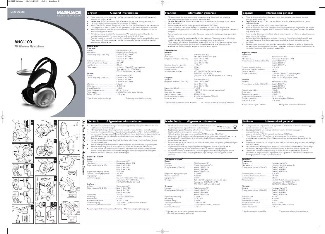 Mode d'emploi PHILIPS MHC1100