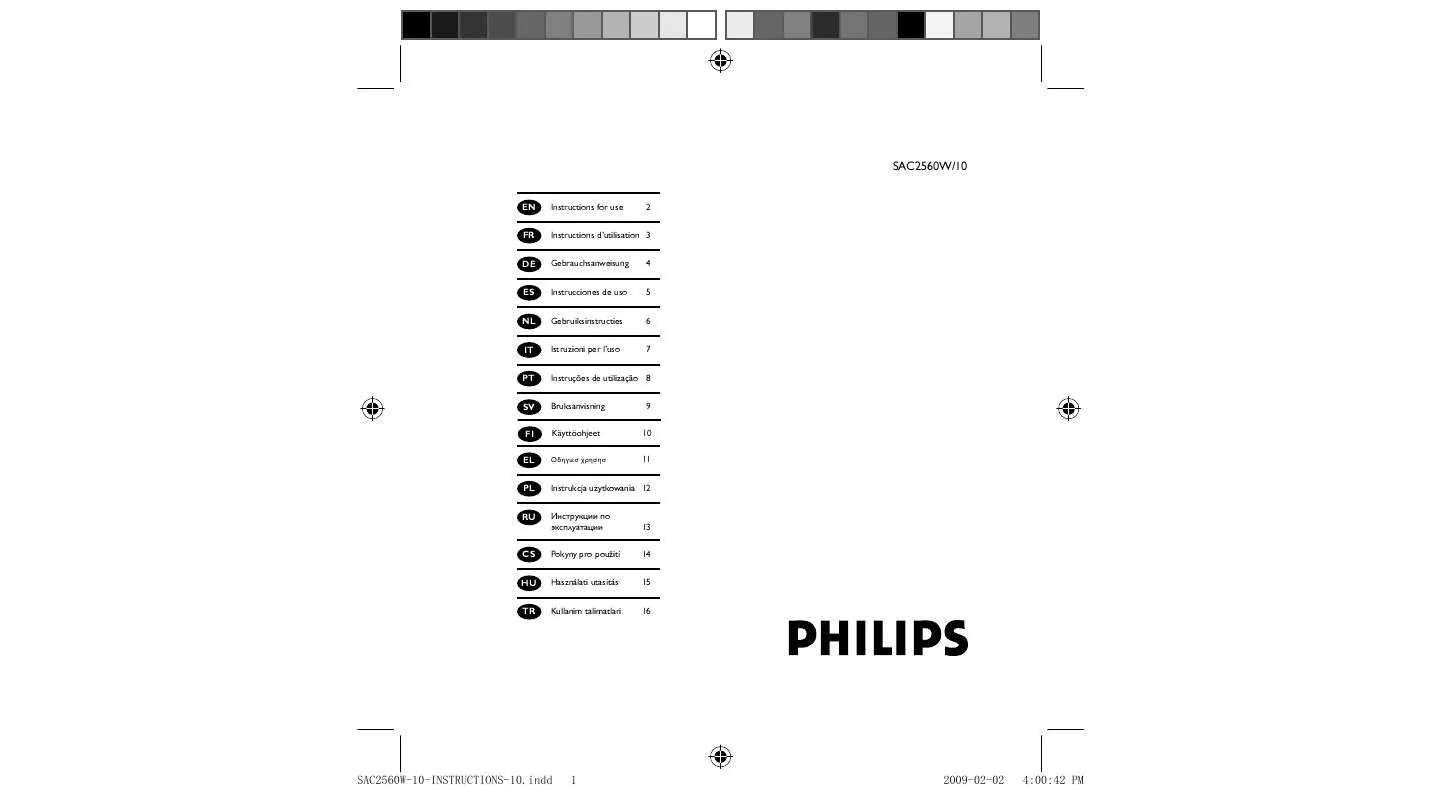 Mode d'emploi PHILIPS SAC2560