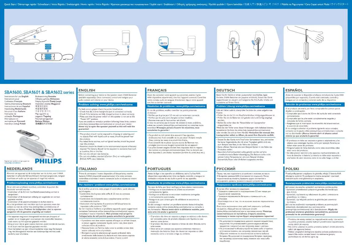 Mode d'emploi PHILIPS SBA1600