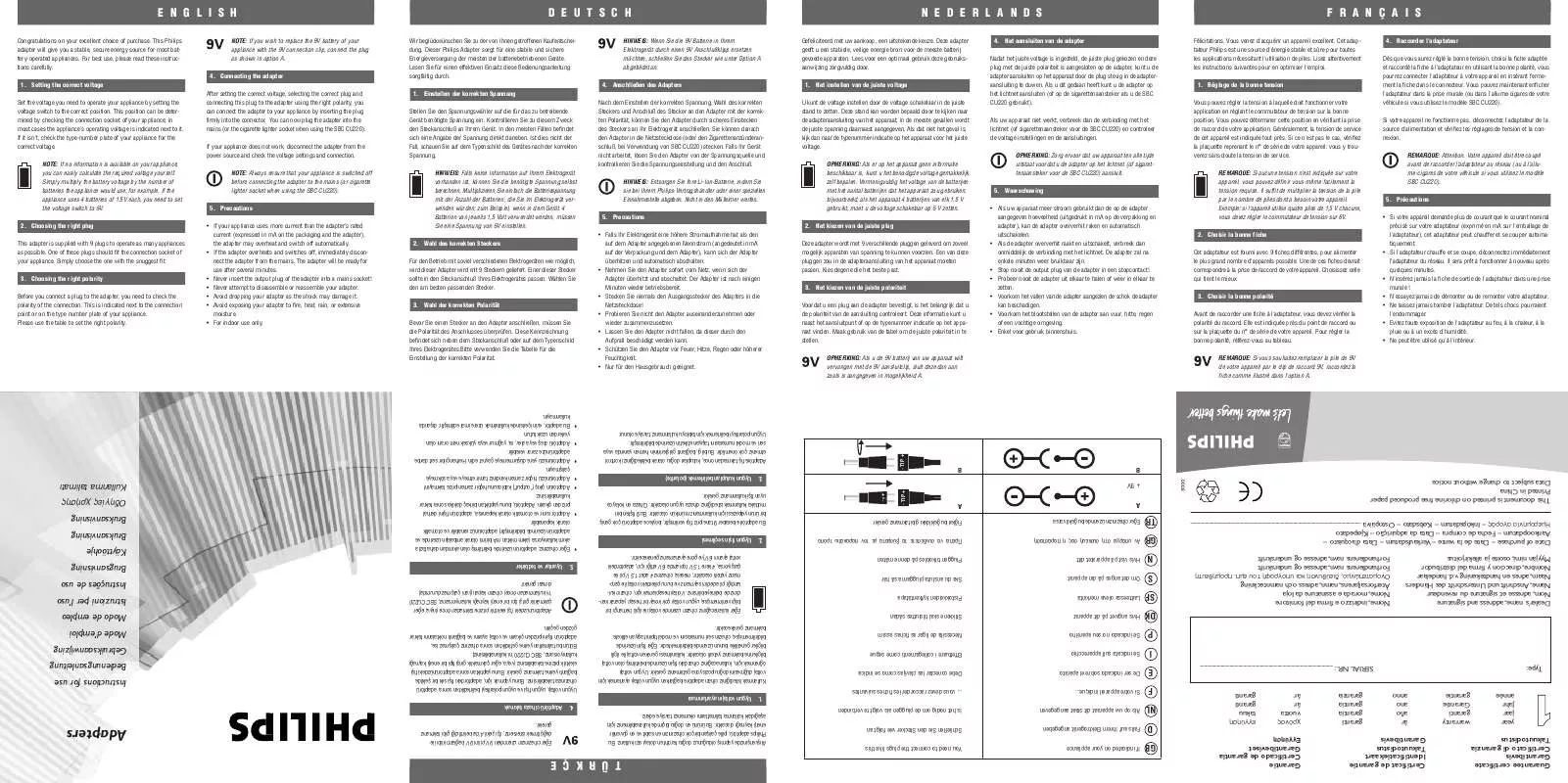 Mode d'emploi PHILIPS SBCCU220