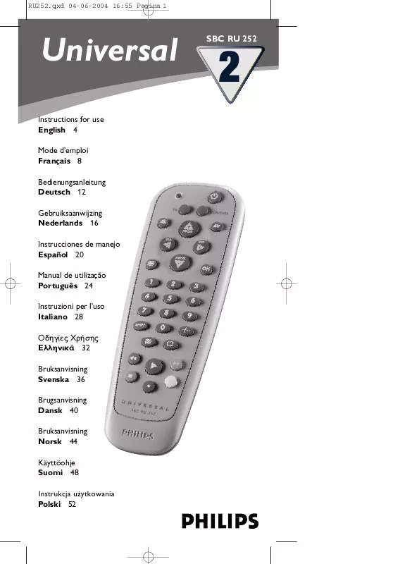 Mode d'emploi PHILIPS SBCRU252-00H